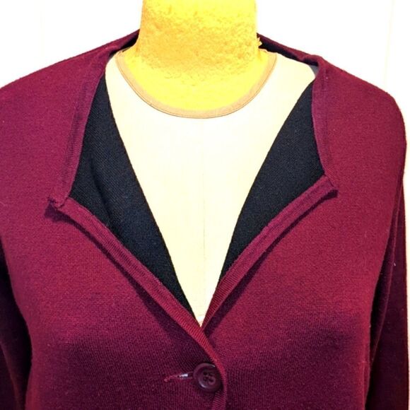 Catherine Malandrino XXL Plum One Button Knee Length Cardigan Duster - Picture 8 of 9